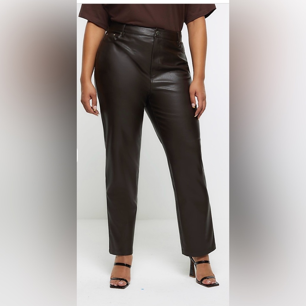 Faux Leather Straight Trousers size 24